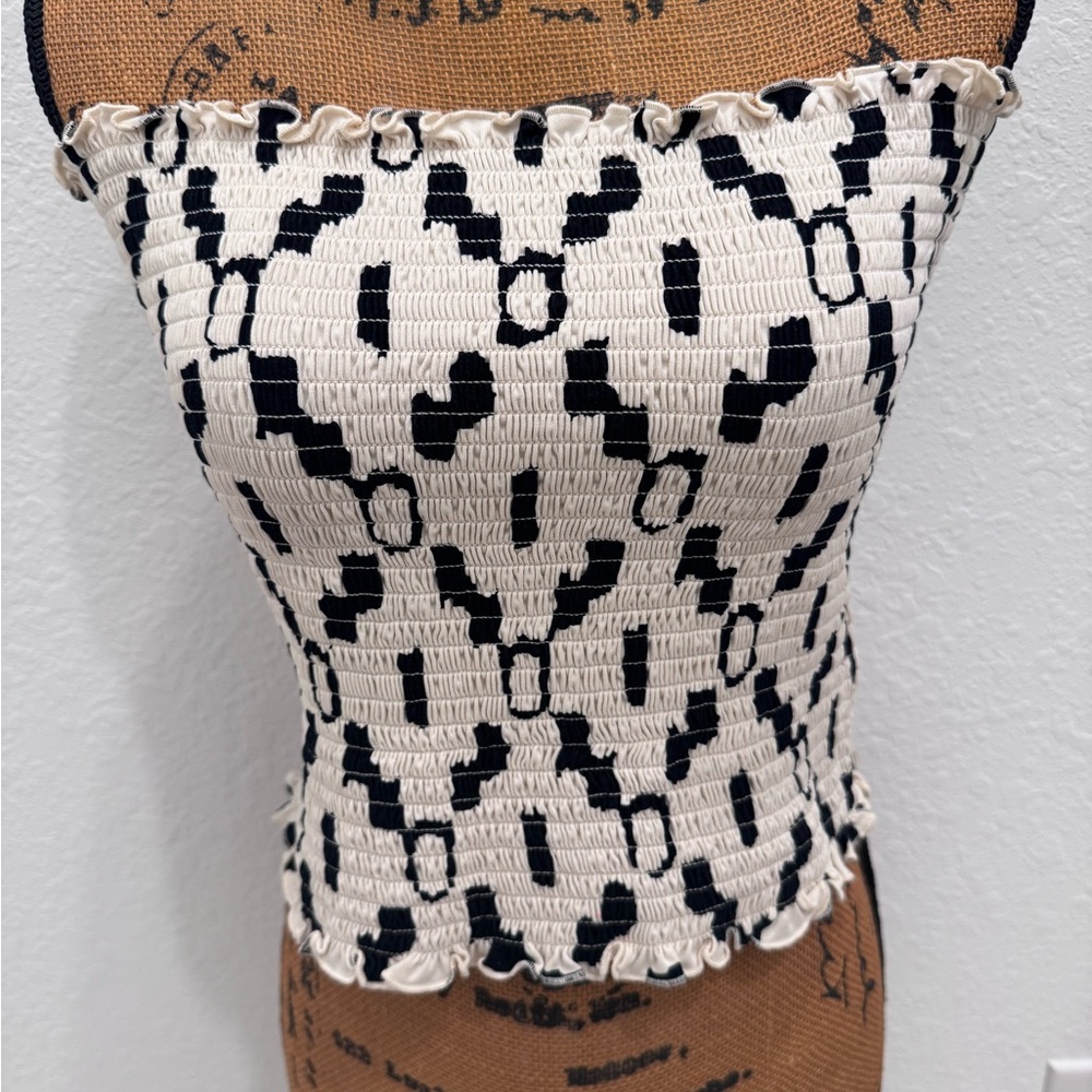 H&M Tube Top; Black and Cream Size Large
